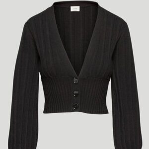 Aritzia Wilfred Plunge Front Cardigan in Black, Size Small
